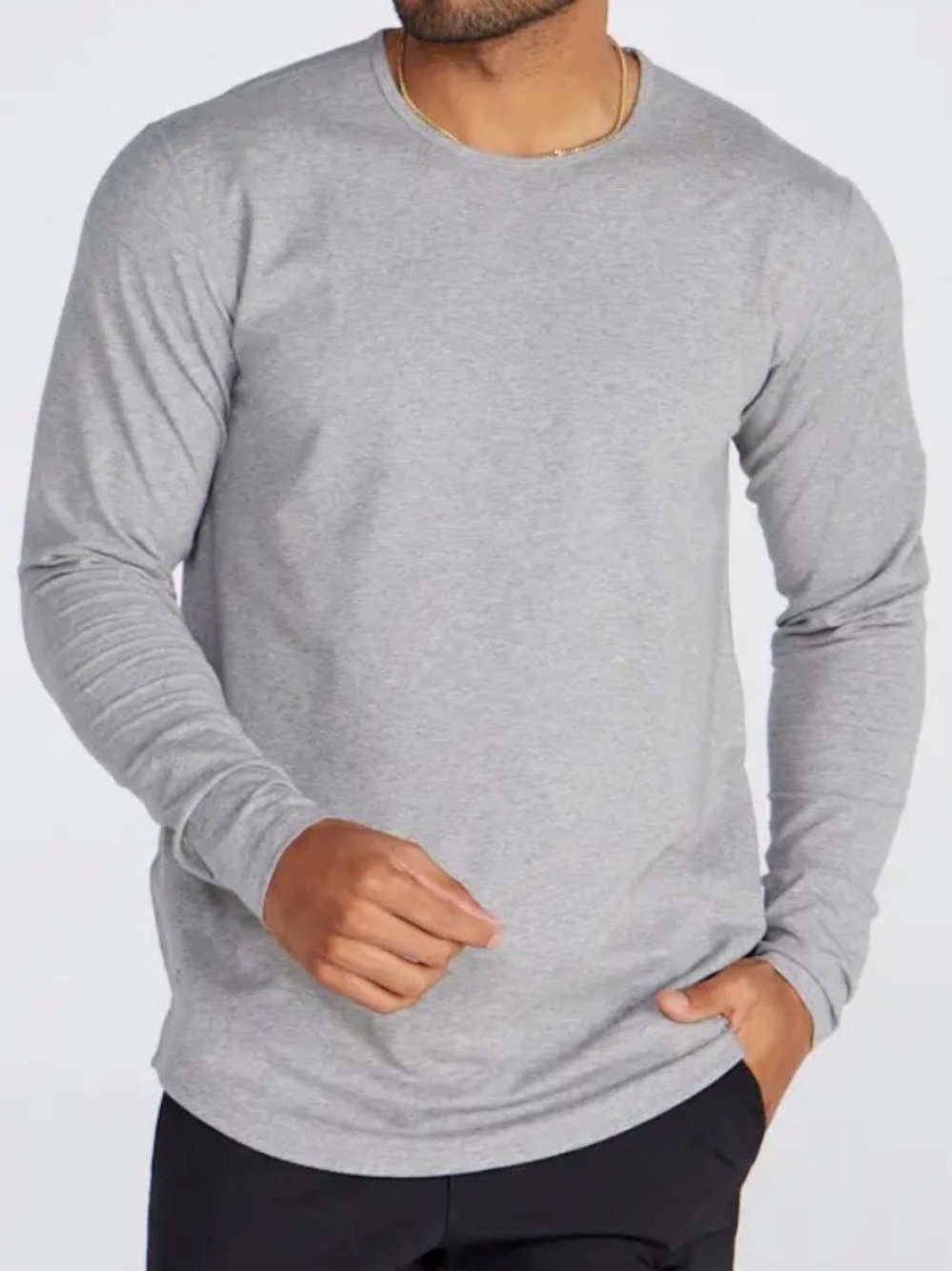 BYLT Basics Men's Light Gray Long Sleeve Crewneck
